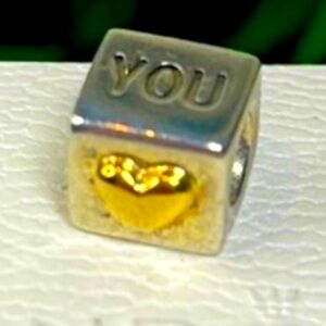 💛 Pandora charm block love you gold heart silver 925 ale